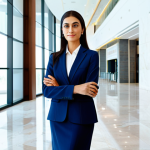 **

"A professional female architect, fully clothed in a modest business casual outfit, standing confidently in a modern office building lobby in Dubai, with a blueprint in hand, appropriate attire, safe for work, perfect anatomy, correct proportions, professional photography, natural pose, family-friendly."

**
