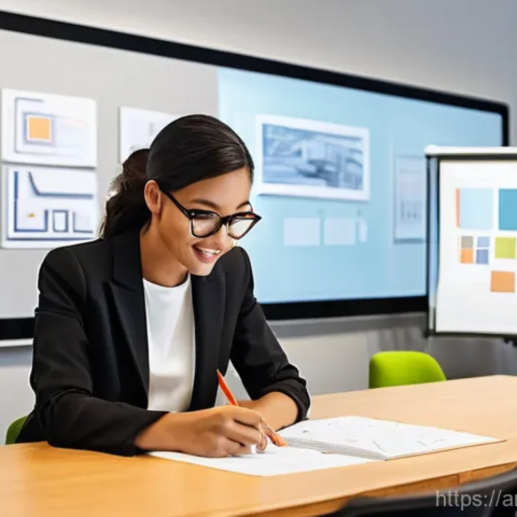 시각디자인 강사 준비법 - **Prompt 1: Innovative Design Training Session**
    "A female visual design trainer, in her late 30...